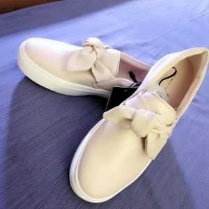 ZARA Nude Bow Faux Leather Sneakers